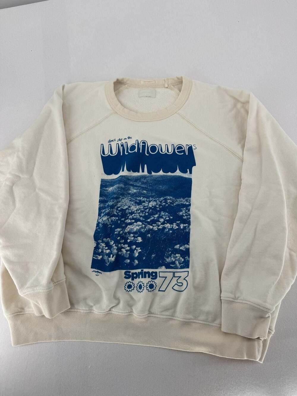 MOTHER Don't Step On The Wildflowers Graphic Sweatshirt Off White - Picture 5 of 10